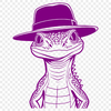 Lizard Silhouette with Accessory A detailed illustration of a reptile wearing a hat, rendered as a vector graphic.