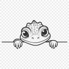 Peeking Reptile SVG Clipart A colorful illustration of a reptile peeking out from behind a rock, created as a vector design.