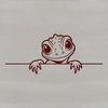 A colorful lizard peeking out from behind a rock, designed as a vector illustration.