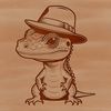 A digital illustration of a reptile wearing a hat, suitable for various design applications.