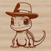A colorful illustration of a lizard wearing a hat, suitable for digital design and cutting projects.