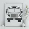 A stylized illustration of a classic school bus with bold lines and minimal details, suitable for educational graphics.