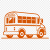 A stylized illustration of a classic school bus in blue and white colors, suitable for educational or promotional materials.