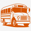 An educational transportation icon featuring a detailed school bus design with scalable graphics.