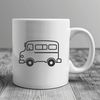 Simple School Bus Illustration A simple illustration of a school bus on wheels with bold lines and minimal details.