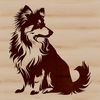 Beautiful Breed Portrait Dog Art A high-quality digital illustration of a seated Shetland sheepdog breed.