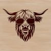 Highland Cow Silhouette with Shades An illustration of a Highland cow with sunglasses on its head.