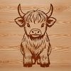 SVG Clip Art of a Standing Cow Illustrative Highland Cow standing in a field.
