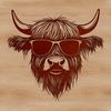 Scotish Farm Breed Portrait Illustration of a Scottish Highland Cow's head, a popular farm animal breed.