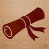 A traditional graduation diploma scroll with ribbons and a seal, designed as a vector graphic.