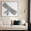 A digital illustration of a graduation diploma scroll with paper texture and golden accents.