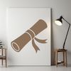 A simple vector illustration of a graduation scroll with diploma on paper.
