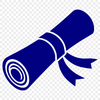Simple SVG vector art illustration of a graduation scroll diploma on paper.