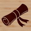 A traditional diploma-style scroll made from paper with ribbons at the ends.