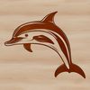 Delphine Graphic Art A high-quality digital illustration of a marine mammal swimming through the ocean.