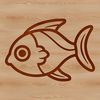 Colorful Sea Creature Design A simple line-drawn illustration of a cute fish with vibrant colors and playful details.