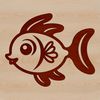 A colorful illustration of a smiling fish with bright scales and fins.