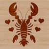 Colorful Lobster Illustration with Love Hearts A colorful illustration of a lobster with love hearts surrounding it, perfect for crafting and design projects.