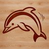 A simple illustration of a dolphin in the ocean.