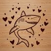 Loving Shark Illustration An illustration of a shark with hearts surrounding its body, highlighting its importance in marine ecosystems.