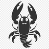 A digital illustration of a lobster, a marine animal found in the ocean.