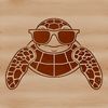 Turtle Fun in the Sun A vector graphic representation of a wild sea creature, a sea turtle, with sunglasses on its head.