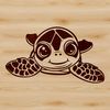 Whimsical Sea Turtle Design Illustration of a cute sea turtle in a seaside setting.