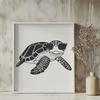 Turtle in Shades A sea turtle is illustrated wearing sunglasses in a playful seaside setting.