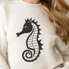 Tropical Sea Creature Art SVG illustration of a seahorse, a marine animal commonly found in tropical waters.