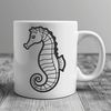 Seahorse Vector Graphic Design A detailed illustration of a seahorse swimming in the ocean, suitable for vector graphics and cutting machine designs.