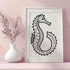 Free Seahorse Clip Art A detailed illustration of a seahorse in its natural habitat, suitable for vector art design.