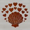 Elegant Seashell Design with Love Hearts A decorative seashell design featuring love hearts and intricate details.