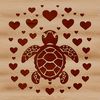 Love Hearts Sea Turtle Illustration A hand-drawn illustration of a sea turtle with decorative heart patterns surrounding its shell.