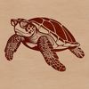A realistic illustration of a sea turtle swimming in the ocean, a common marine animal often found in seaside environments.
