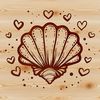 Free Seaside Clip Art Vector A decorative seashell design with love hearts, perfect for seaside-themed crafts.