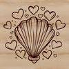 Whimsical Seashell Design with Love A stylized seashell design with love hearts, perfect for a seaside vacation theme.