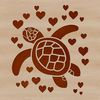 Love Heart Sea Turtle SVG A digital illustration of a sea turtle with love hearts designed in vector art format.