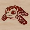 Illustrative vector image of a sea turtle in its natural habitat.