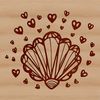 Love Heart Seashell Design A decorative seashell illustration featuring intertwined love hearts, perfect for seaside-themed designs.