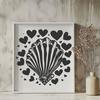 A colorful seashell design featuring love hearts, perfect for adding a seaside touch to your vacation-themed projects.