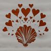 Whimsical Seaside Design with Love Hearts A stylized seashell design featuring love hearts, perfect for seaside-themed crafts and projects.