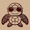 Illustrative sea turtle with sunglasses, a seaside creature.