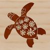 Illustration of a sea turtle in a seaside setting.