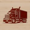 Semi Truck Silhouette with Trailer A large semi truck vehicle with multiple axles and a trailer.