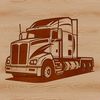 A detailed illustration of a semi truck with a flatbed trailer and cargo, designed as vector art.