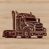 Bold Semi Truck Vector Design A vector graphic representation of a semi truck with bold lines and simple shapes.
