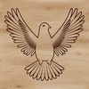 A digital representation of a dove, a symbol often associated with peace in various religious contexts.