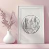 Beautiful Tree Line Illustration A vector illustration of a dense forest with tall trees.
