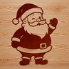Jolly old man in red suit with white beard and hat, suitable for Christmas decorations or holiday graphics.
