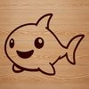 Friendly Fins Illustration A simple illustration of a shark, a wild sea creature, perfect for vector design projects.
